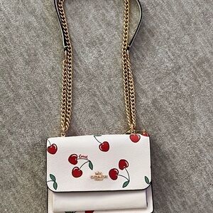 AUTHENTIC Coach Cherry Print Crossbody Bag in White